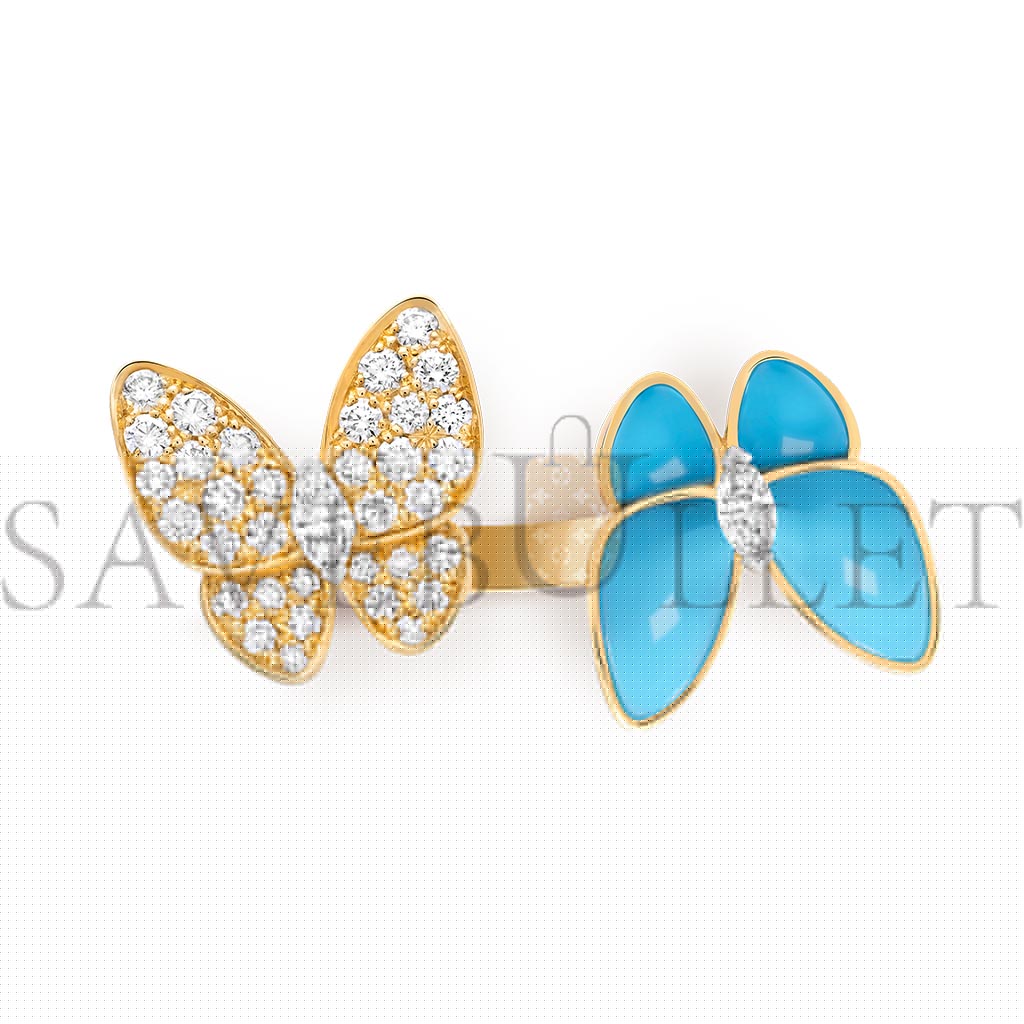 V*N CL*F arpels two butterfly between the finger ring - yellow gold, diamond, turquoise  vcarp7uz00